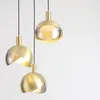 Hanger lampen Noordelijke minimalistische goud vergulde een enkele kop slaapkamer woonkamer lamp rook grijs glas restaurant decor led hangende lichte spendant