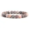 Fili di perline Rosa opaco Zebra Stone 4/6/8 / 10mm Braccialetti di perline per donna Uomo Braccialetto di meditazione Reiki di guarigione naturale Jewerly Pulsera Int