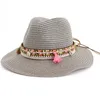 قبعات واسعة الحافة HT3585 Panama Hat Women Men Summer Sun Beach Straw for UV Protection Cap Fashion Fedoras