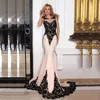 Party Dresses Gorgeous Black Lace Mermaid Evening Gowns Long Sleeveless Jewel Neck Sheer Back Wedding Appliqued