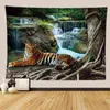 Tropisk skog leopard tiger mattan vägg hängande lejon djur palmträd hippie vardagsrum väggdekor sovrum hem dekoration j220804