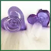 Bols en verre en forme de coeur violet Pipes Accessoires Narguilés Bol en verre d'eau bécher Bong Shisha Dab Rigs Piece