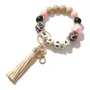 Designer Nouveau Style Perles de silicone Lettre Mama Bracelet Keychain Porte-clés de disque Pendentif Pendentif Porte-clés multicolore pour cadeau de la fête des mères