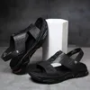 Heren Sandalen Casual Echte Zomer Leren Schoenen Mannelijke Klassiekers Flats Strand Sandaal Maat 38-48 Slippers Ademend voor Herensandalen 49201 sandalen 87089