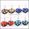 Autres Boucles D'oreilles Bijoux 6Paris Mode Charme Coeur Murano Verre Pendentifs Fleur Sier Crochet Boucle D'oreille En Gros Dro Dhwvz