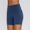 LL Mujeres Yoga Cintura Alta Pantalones Cortos de Yoga Calientes Trajes Pantalones Desnudos Bolsillos para Mujer Ajuste de Cadera Correr Fitness Pantalones Levantamiento de Glúteos Polainas para Verano Ropa Deportiva lu