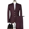 ( Jacket + Pant +Vest ) 3Pcs Set Men Suit Chinese Style Stand Collar Male Wedding Groom Slim Fit Size Blazer Tuxedo