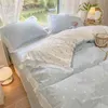 Kawaii Ruffle Bedding Set Cute Princess Lace Queen Size Quilt Cover 100% Cotton Set Luxury Fitted Bed Sheet With Pillow Case