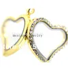 Colares pendentes 10pcs PVD Gold Magnet Crystal Heart Curved Glass Living Living para encantos flutuantes de lembrança de Natal Gif do Dia das Mães