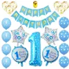 Palloncini foil Decorazione festa di compleanno Primo compleanno Ragazza ragazzo Ballon Banner e palloncino di buon compleanno Set rosa blu per età 1 M088E