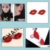 Stud Earrings Jewelry Sexy Red Lip Diamond Vintage Fill Rhinestone Big Earring Women Girl Party Valentine Gift Drop Delivery 2021 Ltzpu