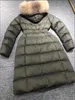 Vrouwen Big Real Fox Bont Hooded Down Jas X-Lange Dikke Warme Dubbele Rits Trekkoord Met Riem Slanke Jas waterdichte Parka Zwart Groene kleur Bovenkleding