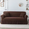 Couvre-chaises Couvre de canapé extensible couleur avec bord de jupe, canapés tout compris pour la poussière pour le salon Setch sans glissement Decorchair Home