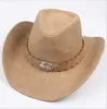 36 STLYE 100 skórzanych mężczyzn Western Cowboy Hat for Gentleman Dad Cowgirl Sombrero Hombre Caps Big Size xxl Duża głowa 22030230533835863412