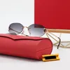 Czerwone owalne modne okulary przeciwsłoneczne projektant kobiet gradientowe okulary przeciwsłoneczne na plażę klasyczne bezramowe męskie złote poczucie luksusu mans sonnenbrille modne małe okulary ramki gorące