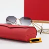 Rouge ovale mode lunettes de soleil designer femmes dégradé plage lunettes de soleil classique sans cadre mâle or sens du luxe mans sonnenbrille tendance petites lunettes cadre chaud