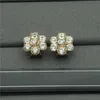 Rhinestone Flower Letter Charm Earrings Ladies Diamond Floral Earndrops Personlighet Temperament Crystal Danglers grossist