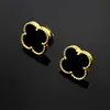 Partihandel 12mm Original Flower Stud Factory 18K Gold Rose Silver Earrings 316L Rostfritt stål Inlagd keramik svart vit röd grön rosa blå kärlek smycken kvinnor gåva