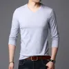 Men's T-Shirts Fashion Brand Designer Plain 95% Cotton 5% Spandex Black T Shirt Men In Bulk Long Sleeve V Neck Tops Casual Mens ClothingMen'