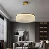 Pendants lampes modernes appartement loft salon chambre lustre cr￩atif golden rond cristal home ￩clairage int￩rieur