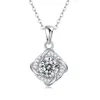 Collana Moissanite al 100% Argento sterling 925 Collana con ciondolo solitario con diamante a taglio rotondo 1CT per donna Uomo Gioielli regalo promessa