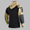 Gym Clothing Mens G3 Hooded Tactical Training Tops Army Fans Long Sleeve Camouflage Combat Suits Military Clothes Shirt Pants Set Navy BlueG