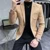 Men's Suits & Blazers Style Men's Suit Jacket Korean Self-cultivation Beautiful Young Casual Suede Small WearMen's