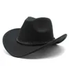 Hommes hiver femmes noir laine Fedora chapeau Chapeu Western Cowboy chapeau Gentleman Jazz Sombrero Hombre casquette élégante dame Cowgirl chapeaux 2202240G