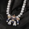 Cartoon Iced Out Pendant Necklace Mens Hip Hop Halsband smycken Högkvalitativ 3D -robothänge