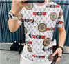 2022 camisetas masculinas verão versão europeia de manga curta nova moda masculina de seda gelo impressão digital legal tendência da moda camiseta gola redonda