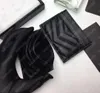 Nova moda porta-cartões caviar mulher mini carteira designer cor pura couro genuíno pebble textura luxo carteira preta com caixa