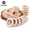 Facciamo 50pcs anelli di legno fai da te personalizza 98705540mm superficie liscia legno di acero naturale roditore dentizione del bambino senza Bpa 220815