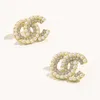 18K Gold Plated Luxury Designers Brand Double Letters Stud Earrings Geometric Famous Women Crystal Rhinestone Pearl Pendant Earring Wedding Party Jewerlry 2Style