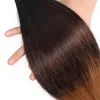 100% Remy Virgin Human Hair Bone raka buntar fulla huvud 2/3 toner ombre färg T1b/4/30 T1b/4/27 99J blond brasilianska hårförlängningar inslag 100gram mjukt och tjockt