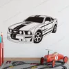 Grote Mustang Muscle Car Voertuig Auto Game Muursticker Jongen Kinderkamer Racing Super Auto GTR Muurtattoo Slaapkamer Vinyl Decor rb196