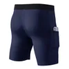 Customize Men Gym Fitness Shorts Side Pocket Running Training Tights Wicking Quick Dry Elastic Short Pants Sports Leggings 220704