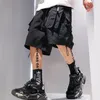 Summer Shorts Cargo Pants Men Joggers Black Stylish Pocket Ribbons Japanese Fashion Streetwear Hip Hop Male Casual 220621