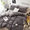 Home Textile Solid Color Duvet Cover Pillow Case Bed Sheet AB Side Quilt Cover Boy Kid Teen Girl Bedding Linens Set King Queen 220315M
