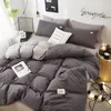 Home Textile Solid Color Duvet Cover Pillow Case Bed Sheet AB Side Quilt Cover Boy Kid Teen Girl Bedding Linens Set King Queen 220287F