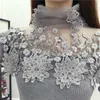 メッシュ透明な刺繍ダイヤモンドセーターの女性スリムフォーマルウェアセータープルオーバー秋秋の冬ジャンパーM93301 201225