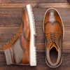 713 Mannen Laarzen Casual Schoenen Lichtgewicht Mode Loafers Ademend leer # AL523