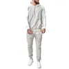 Men's Tracksuits Men Clothing 2Piece Polyester Outfits Long Sleeve Color Block Hoodie Drawstring Jogger Pants Casual SetMen's