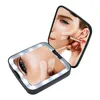 Miroirs compacts 5X Grossissement Maquillage Miroir Portable Lampe LED Pliant Sans Fil USB Charge Cosmétique Dressing Power Bank
