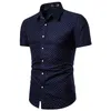 M5XL DotPrint Business Casual Shirts for Summer Short Sleeve Regular Large Size Formal Clothing Mens Office Button Up Blouses 220527