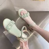 Sandals pompen Slippers Koreaanse versie Open teen Hoge hakken mode massieve kleur dikke hakken sandalen één lijn gespog midden vrouwen schoenen 220704