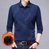 Ymwmhu Moda Algodón Grueso Hombres Polo Camisa Manga Larga Cálido Primavera y Otoño Ropa Rayas Tops Casual Polo Camisas Hombre 220514