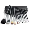 Pennelli trucco set M Marca 12 pezzi Ombretto fard strumenti Pennello professionale + borsa in pelle con nave gratuita + regalo W220420