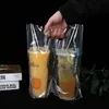 Tjock klar plast dryck bärare ta ut väska två design dricka cola cup packhandtag väska för en kopp packsäckar lx4828