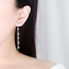 Stud Charm 925 Sterling Silverörhängen för kvinnors engagemangsmycken Fashion Pearls Long Earring Lady Party AccessoriesStud Farl22
