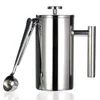 Cafetière à presse française-Double paroi en acier inoxydable 304, pour conserver l'infusion ou le thé, 3 tailles avec clip d'étanchéité/cuillère 220509